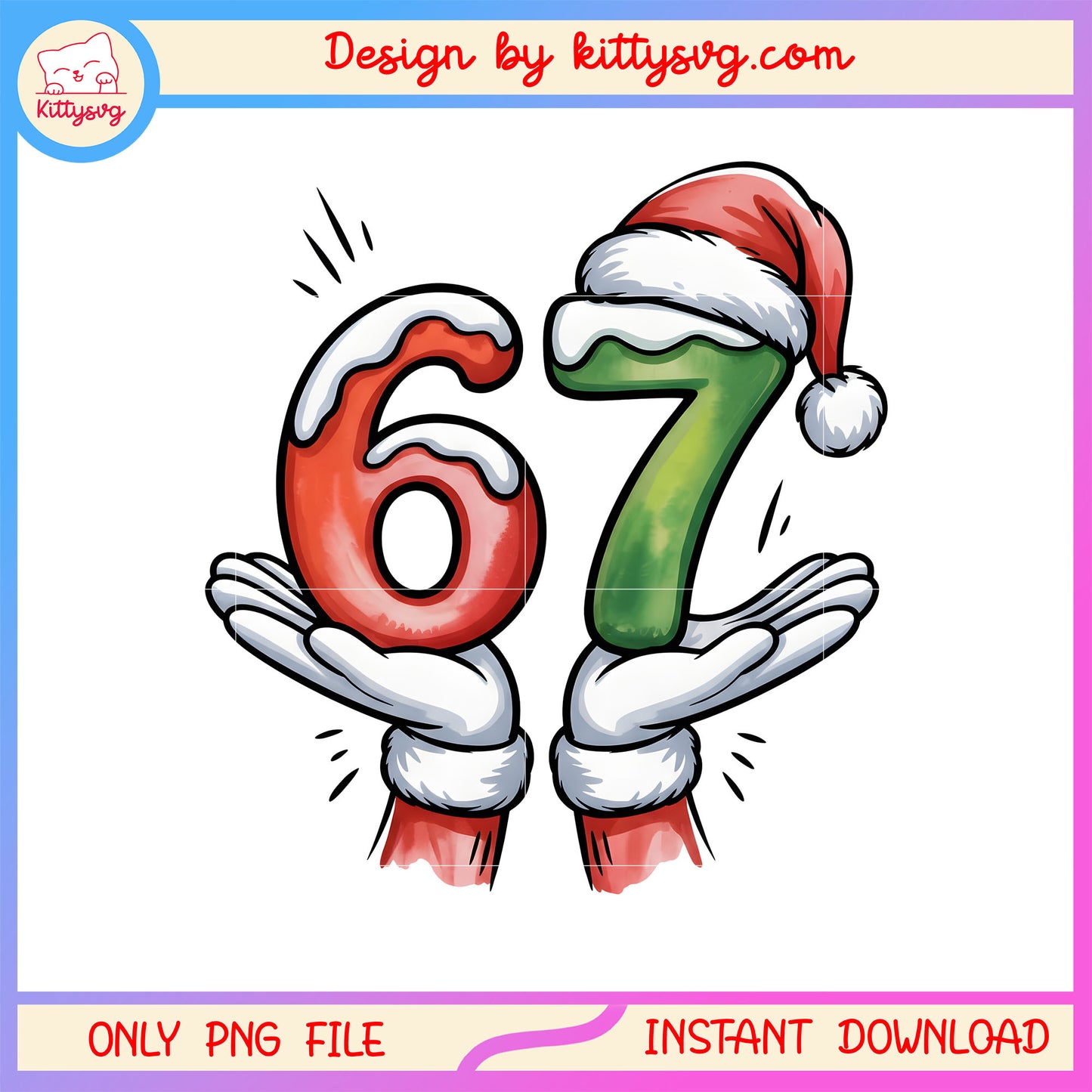 Hand 67 santa's hat design png, merry christmas decorations png