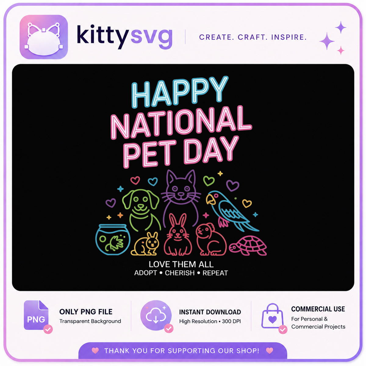 Happy National Pet Day PNG, Pet Lover Shirt PNG, Animals PNG