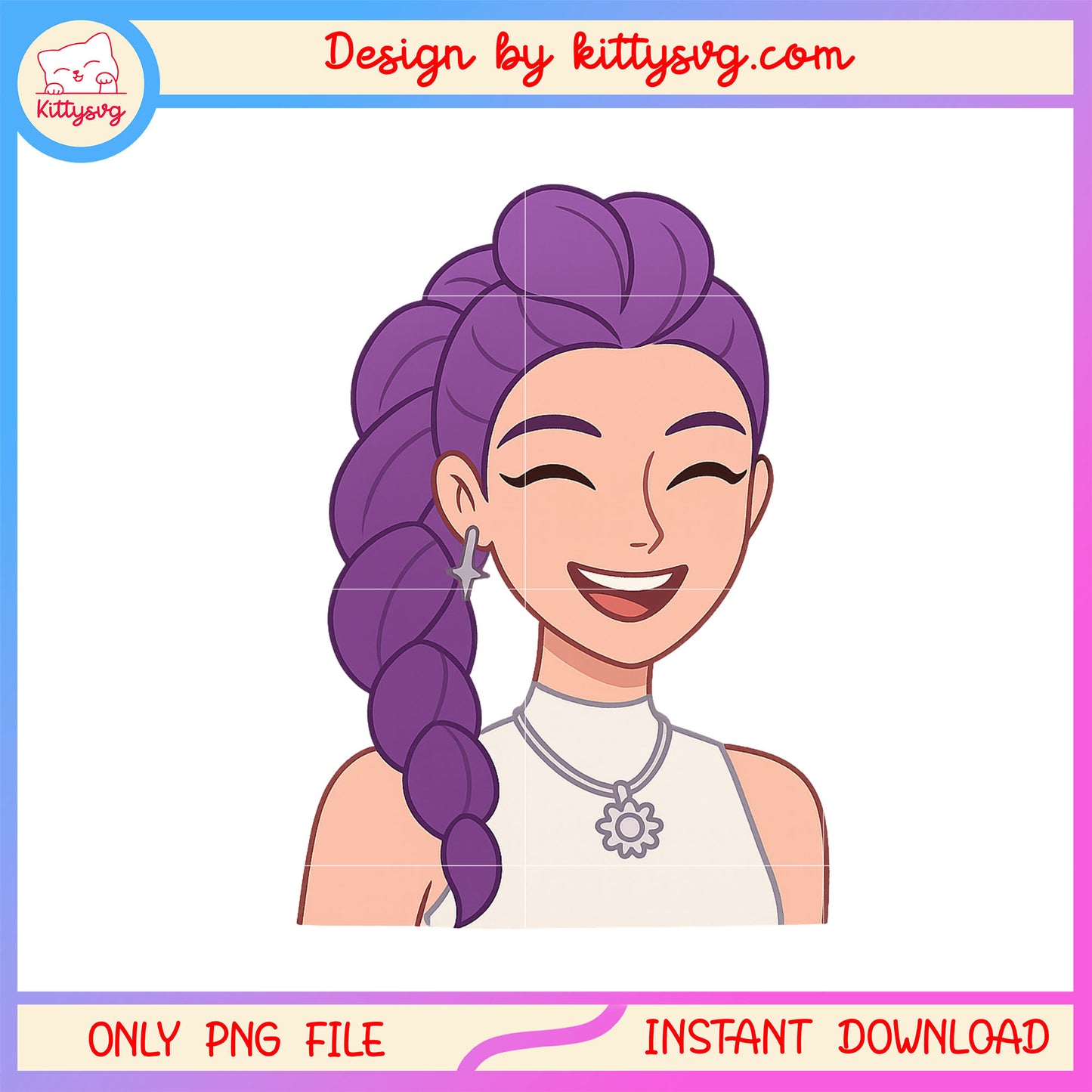 Happy rumi kpop girl group member design png, huntrix rumi png, huntrix merch png