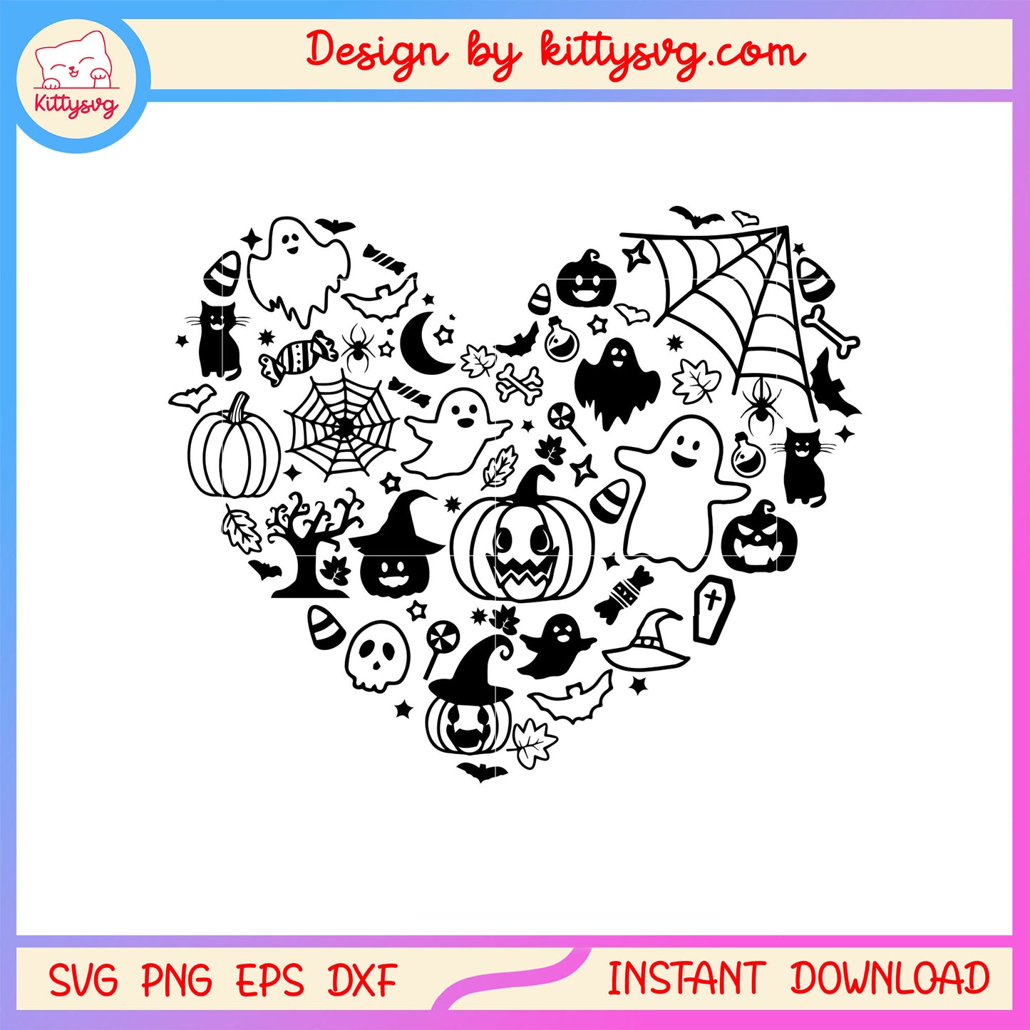 Heart halloween symbols doodle design svg, halloween day svg