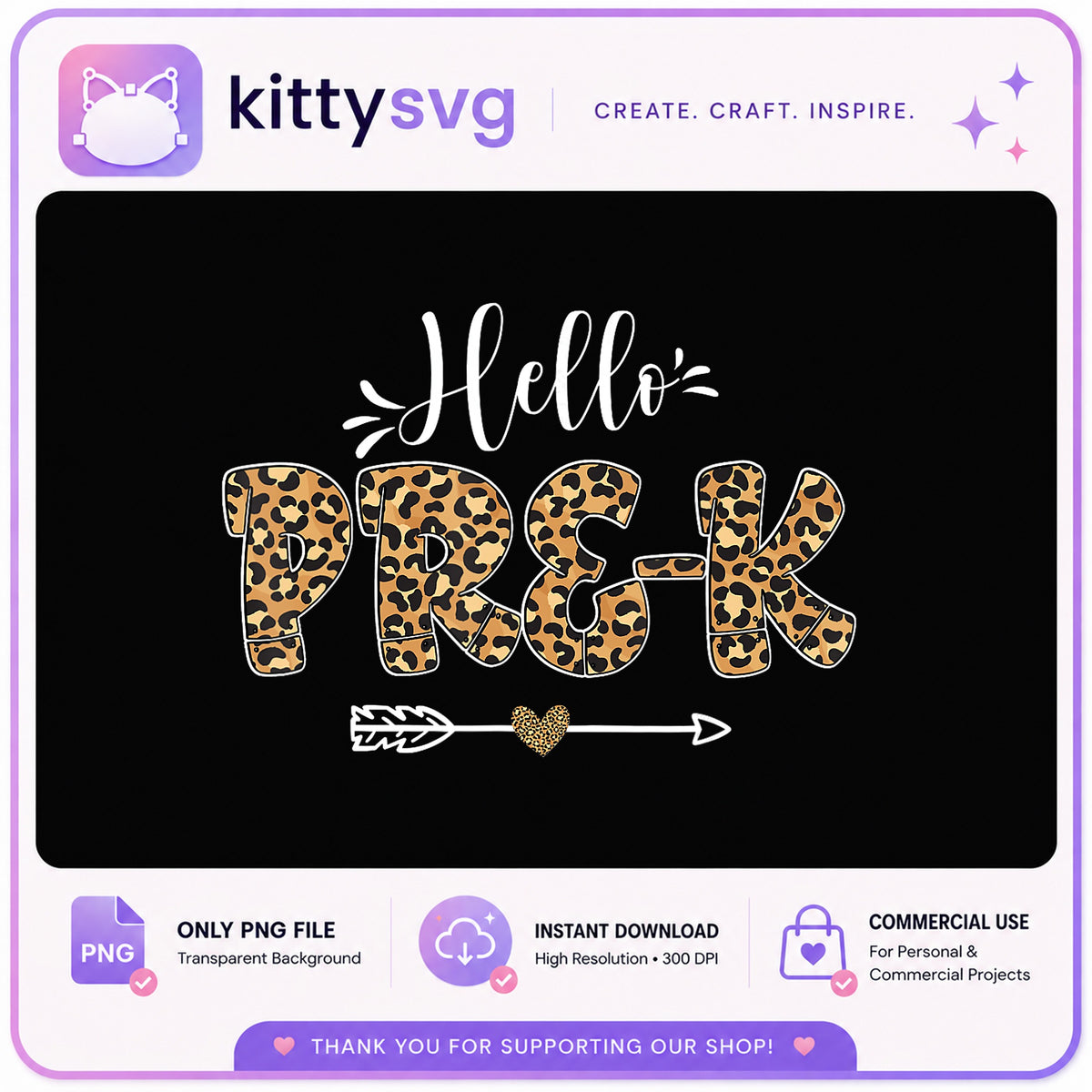Hello Pre-K Leopard PNG, Back To School PNG, Teacher PNG