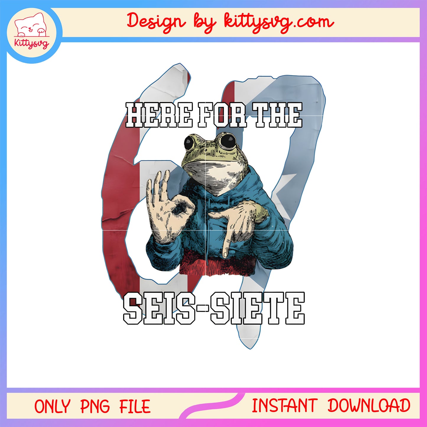 Here for the seis-siete rico frog 67 design png, rico frog png