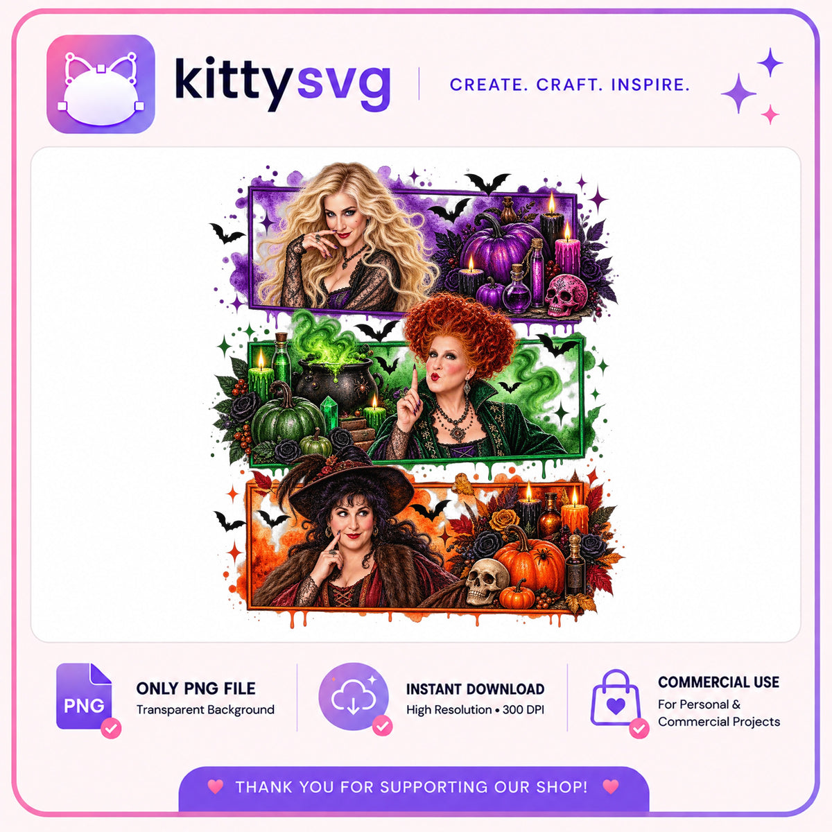 Hocus Pocus Sanderson Sisters PNG, Witch Halloween PNG, Halloween PNG