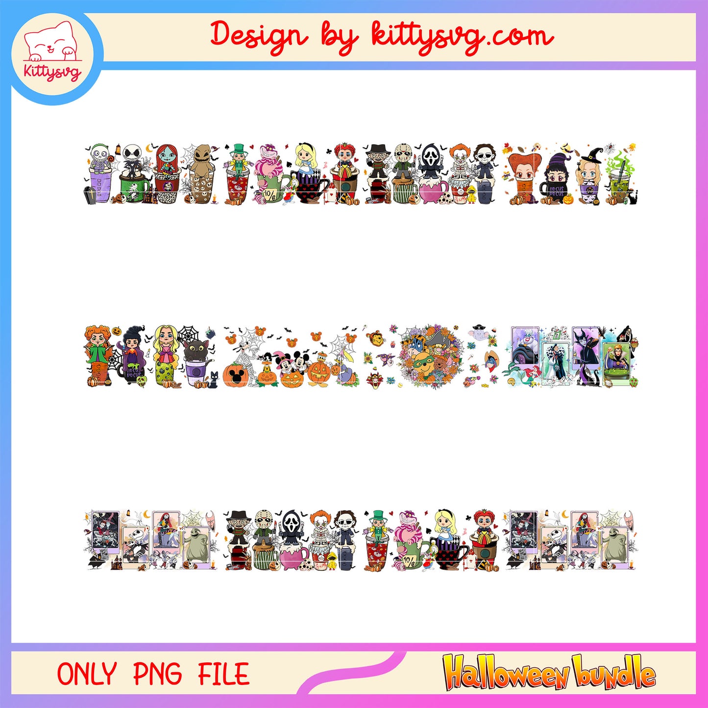 Hocus pocus coffee cup halloween bundle png, halloween png