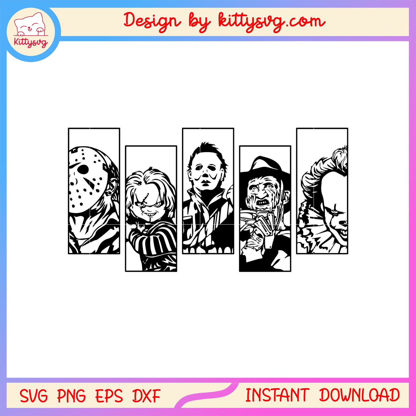 Horror characters pictures design svg, halloween movie characters svg