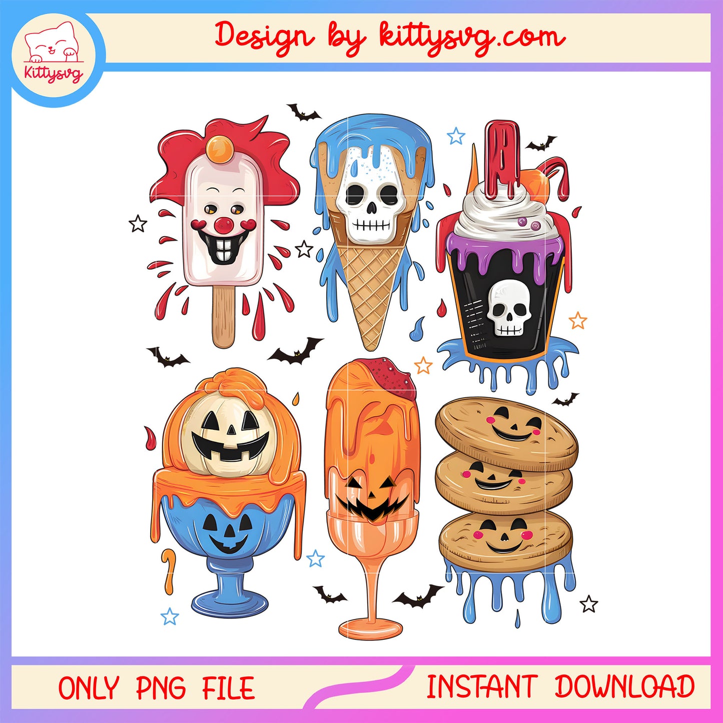 Horror halloween ice cream png, halloween decorations png, ice cream png