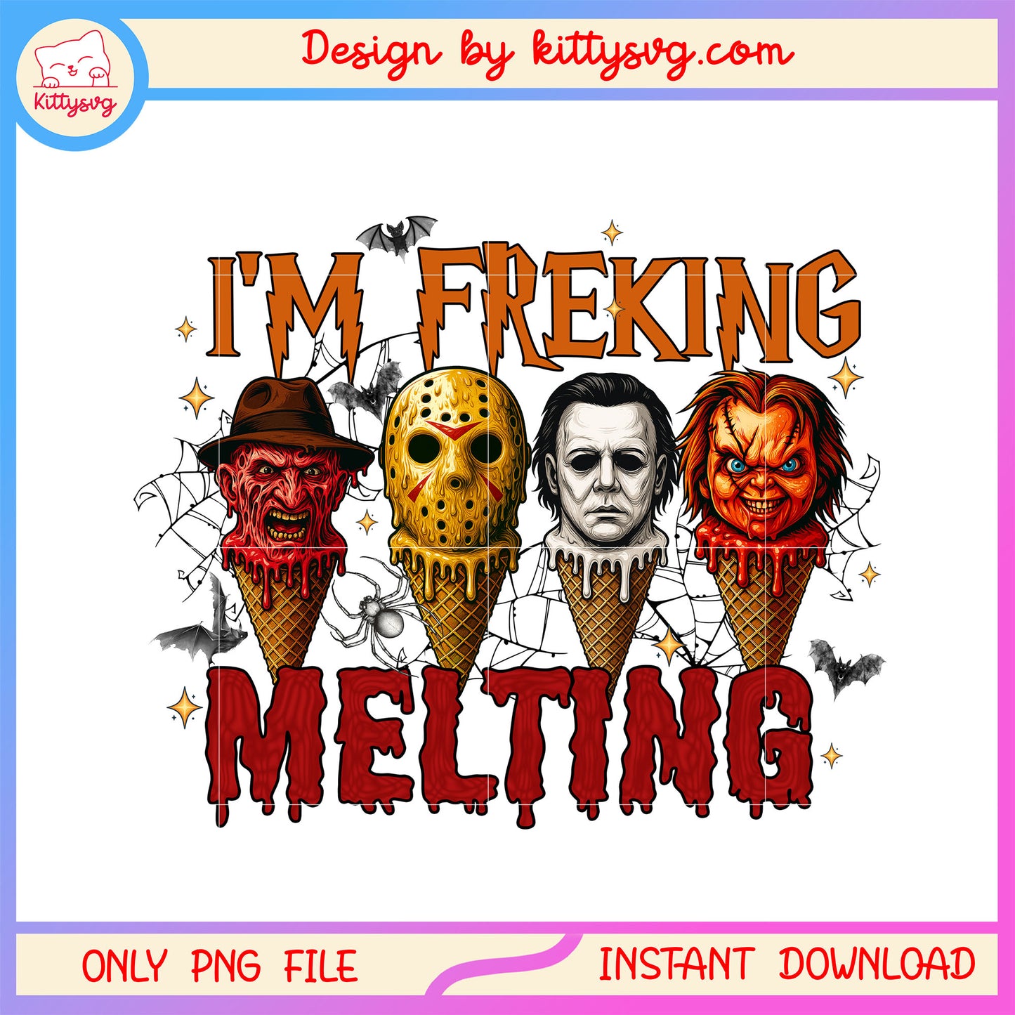 Horror ice cream I'm freaking melting png, horror ice cream png, horror movies png