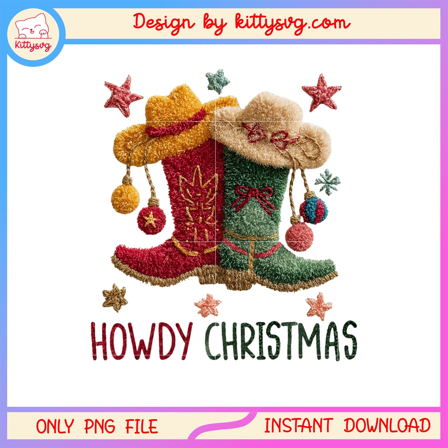 Howdy christmas cowboy boots patchwork png, christmas day png