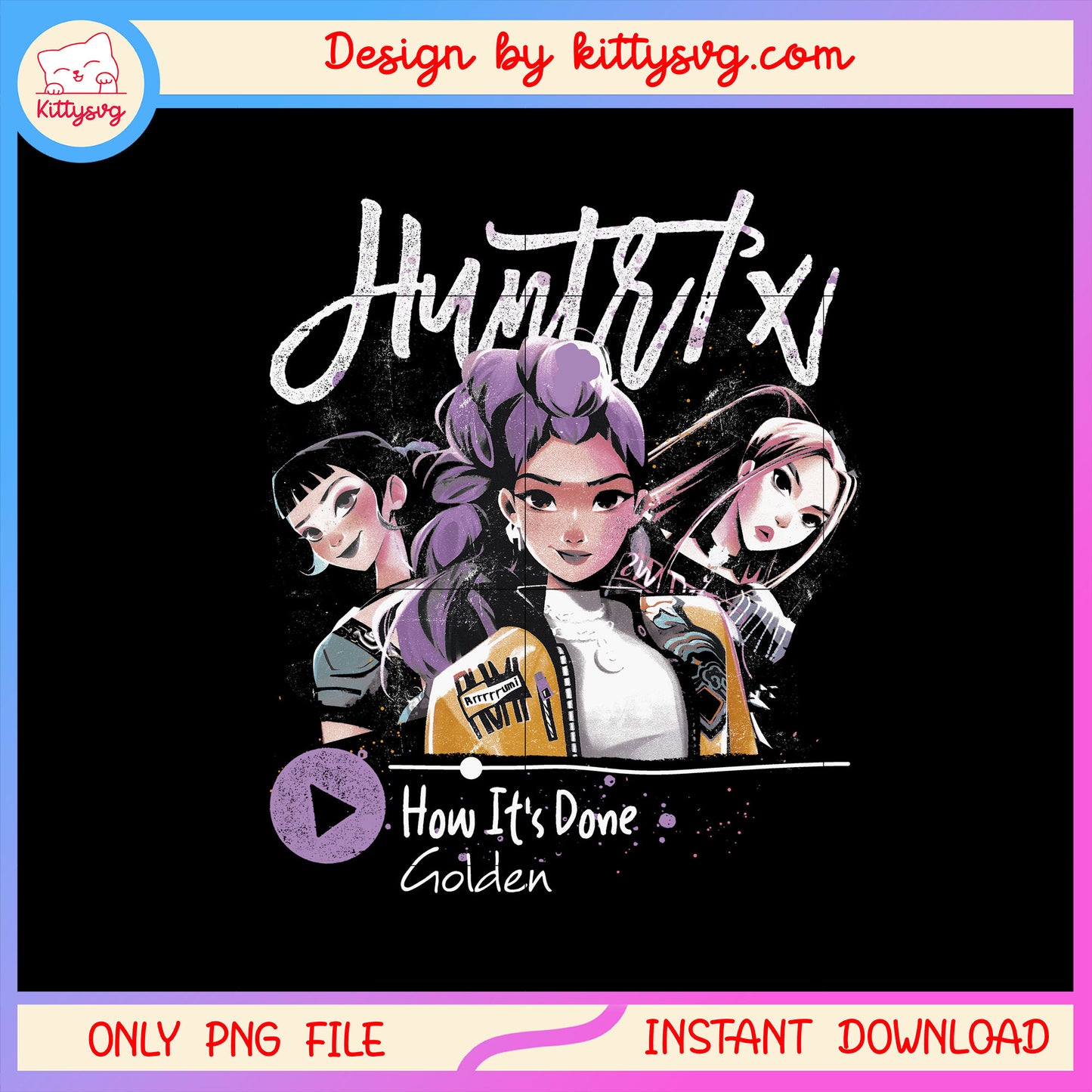 Huntrix album how it's done golden white png, huntrix kpop png