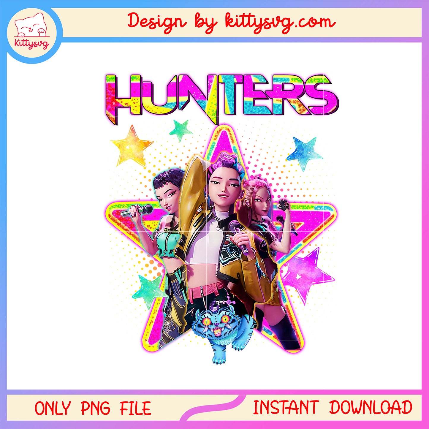 Huntrix band logo colorful design png, kpop hunters png