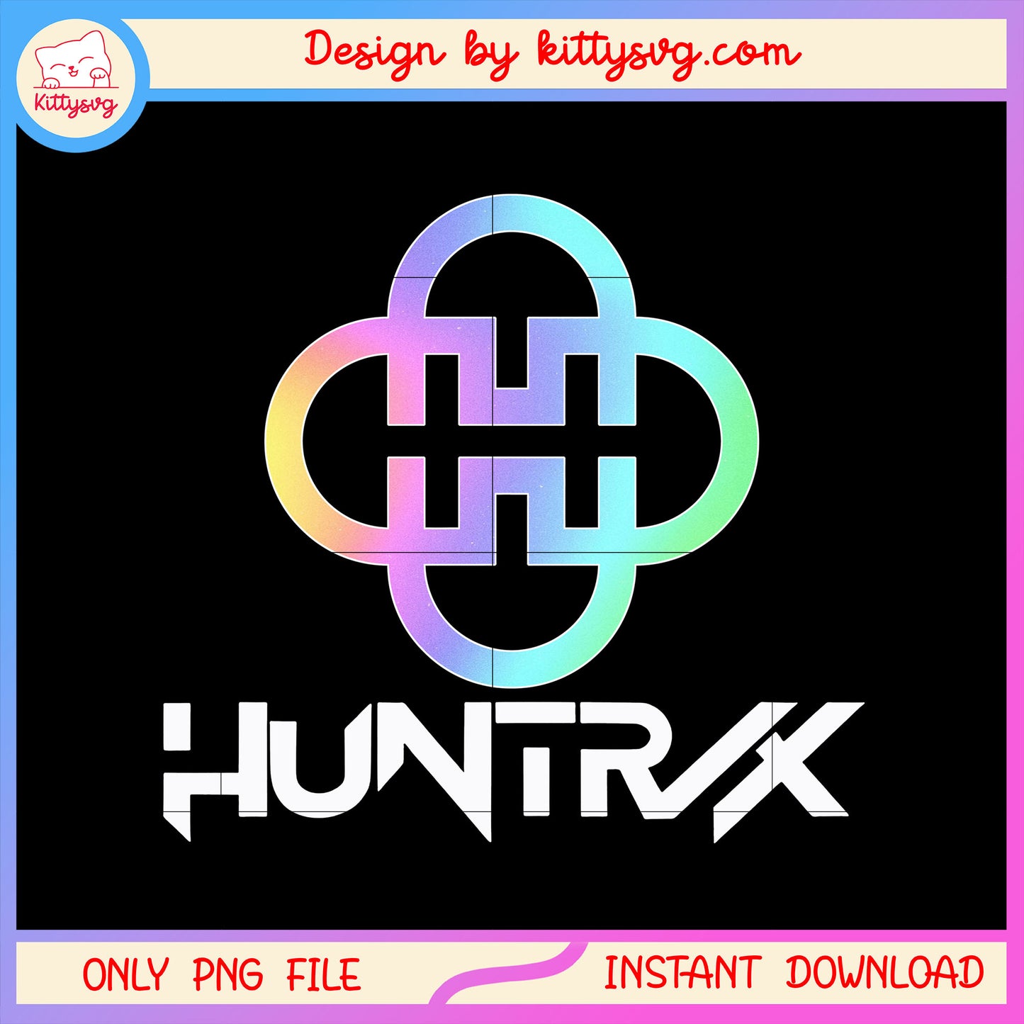 Huntrix band logo hologram design png, huntrix team logo png