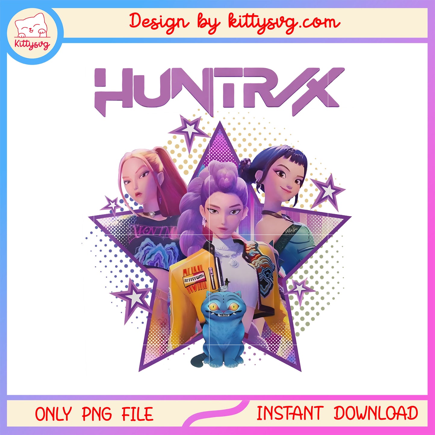 Huntrix characters star design png, huntrix movie png, hip hop band png