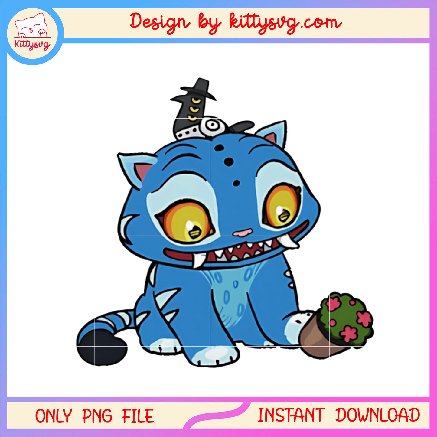 Huntrix demon tiger x flower design png, derpy tiger png, vintage png