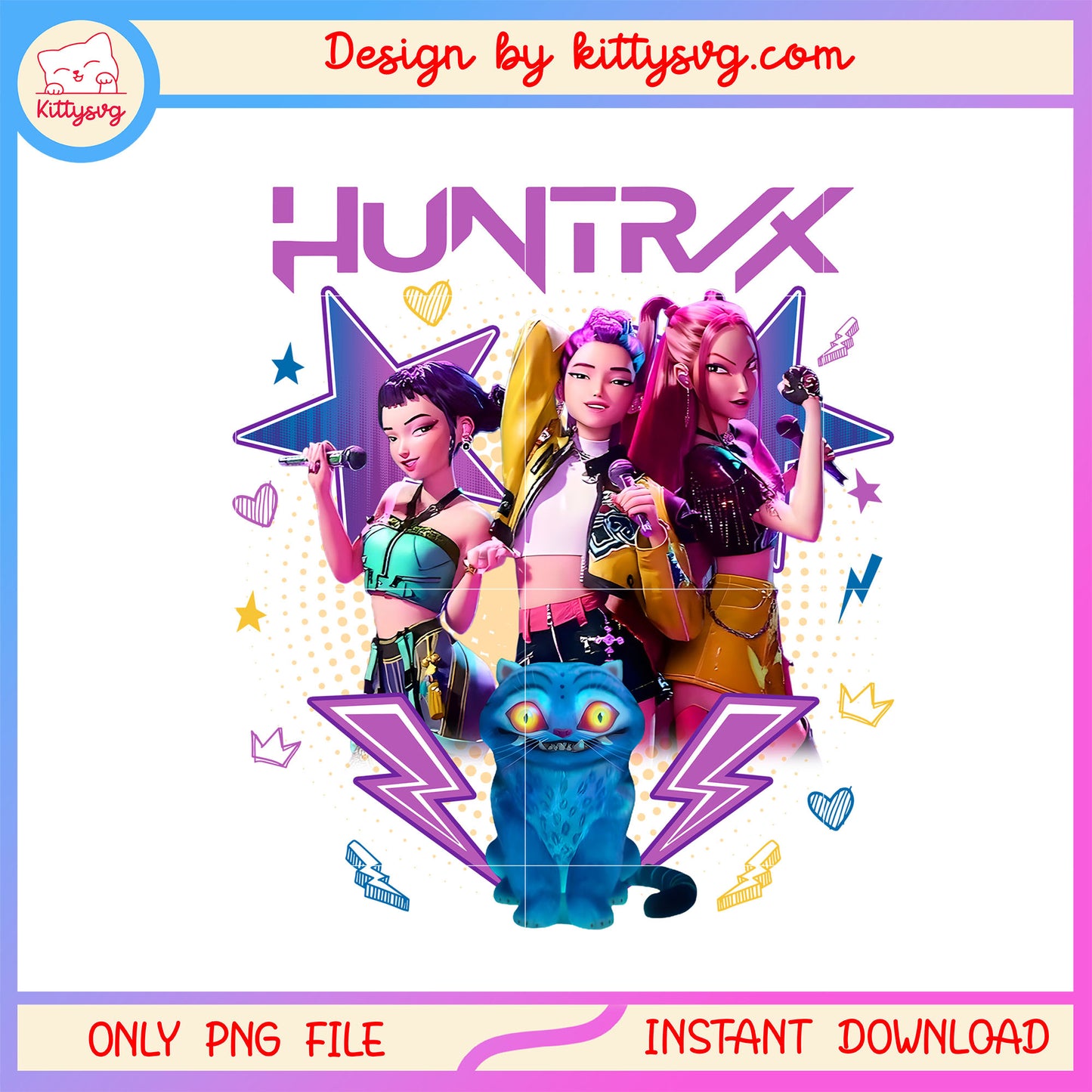 Huntrix kpop demon hunter characters design png, kpop hunters png