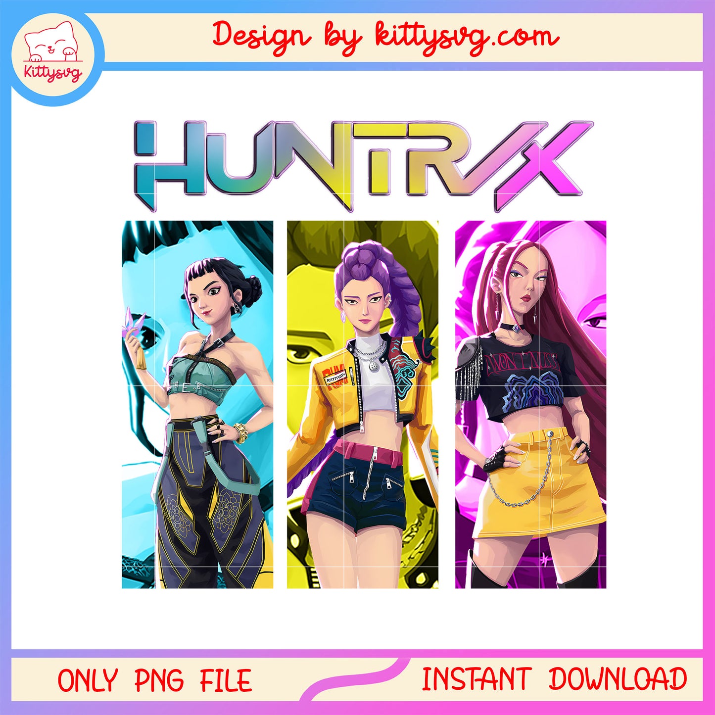Huntrix kpop girl band members png, k-pop demon hunters png