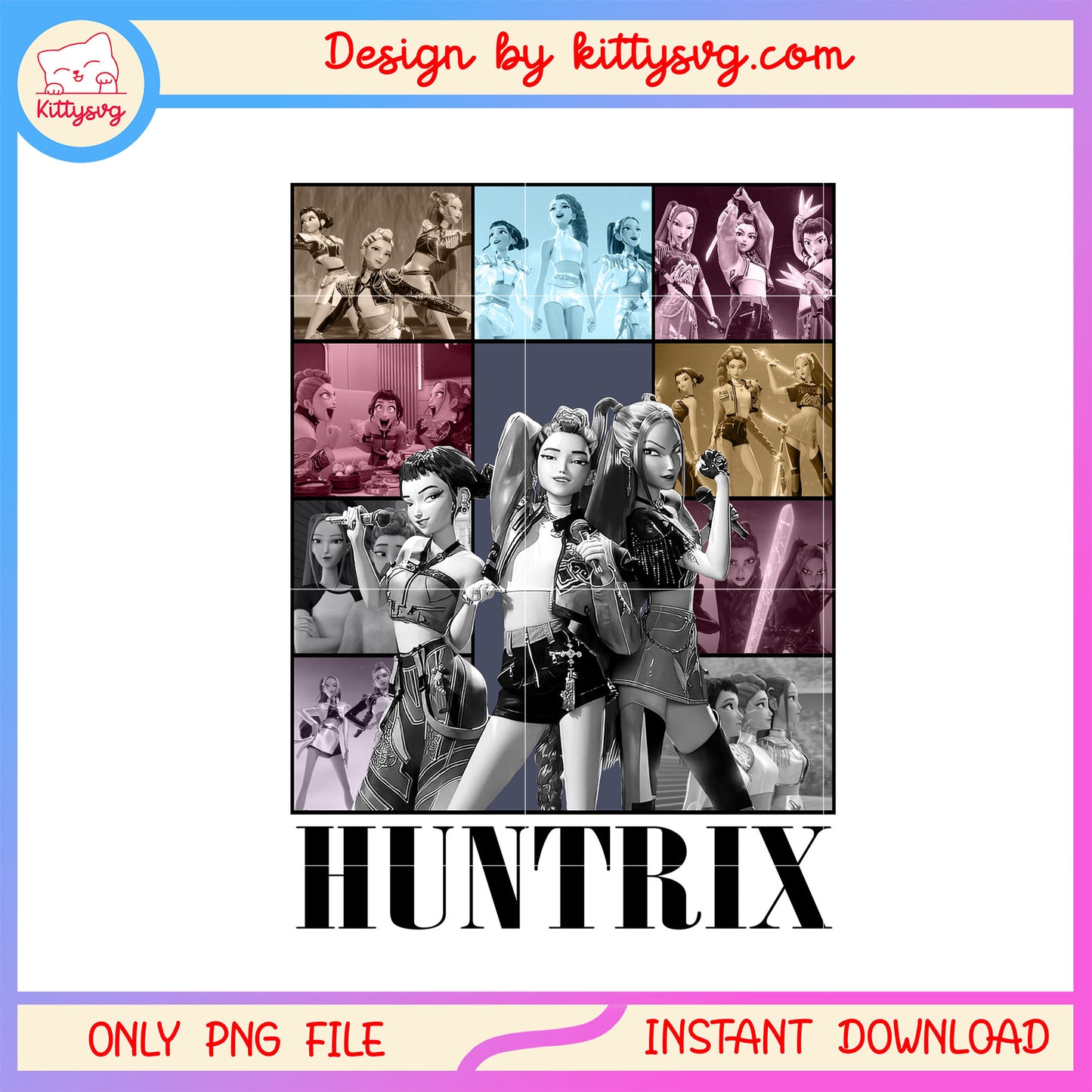 Huntrix kpop hunter members design png, huntrix png, kpop hunters png
