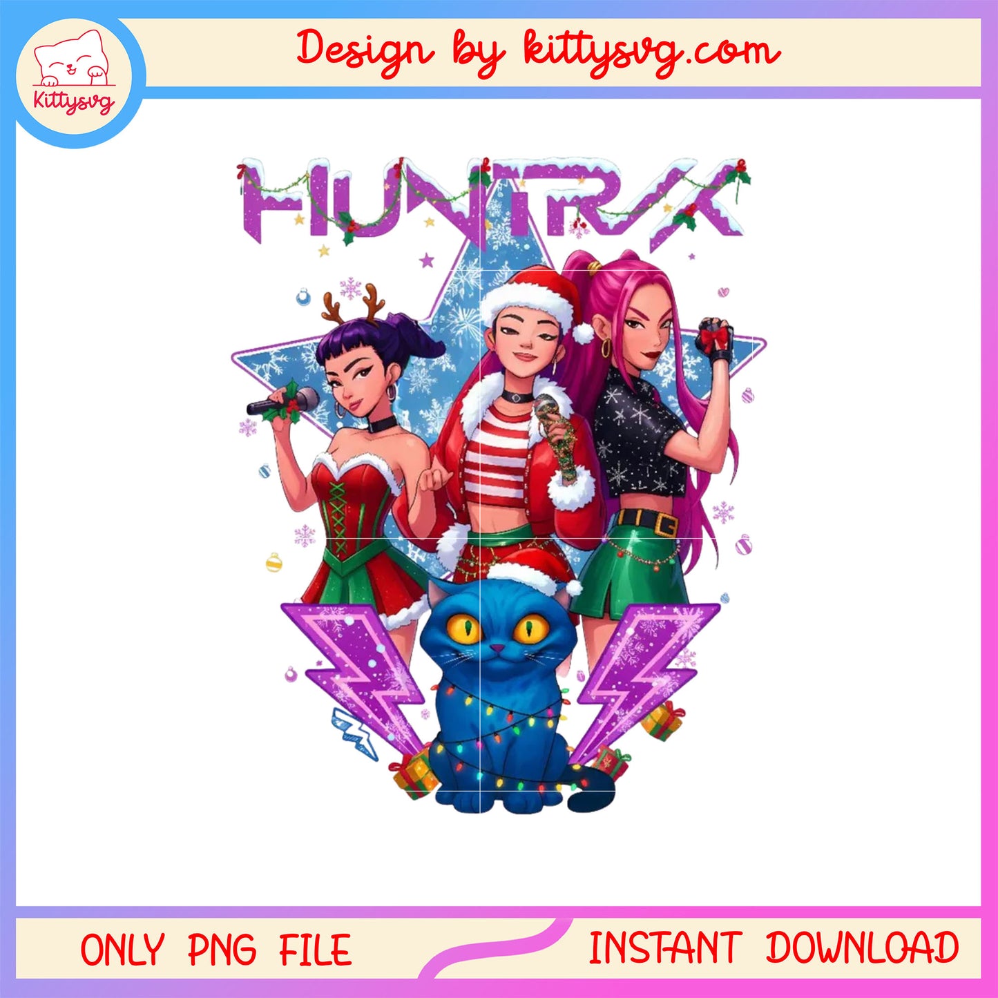 Huntrix kpop star tiger perform christmas png, huntrix girl band png