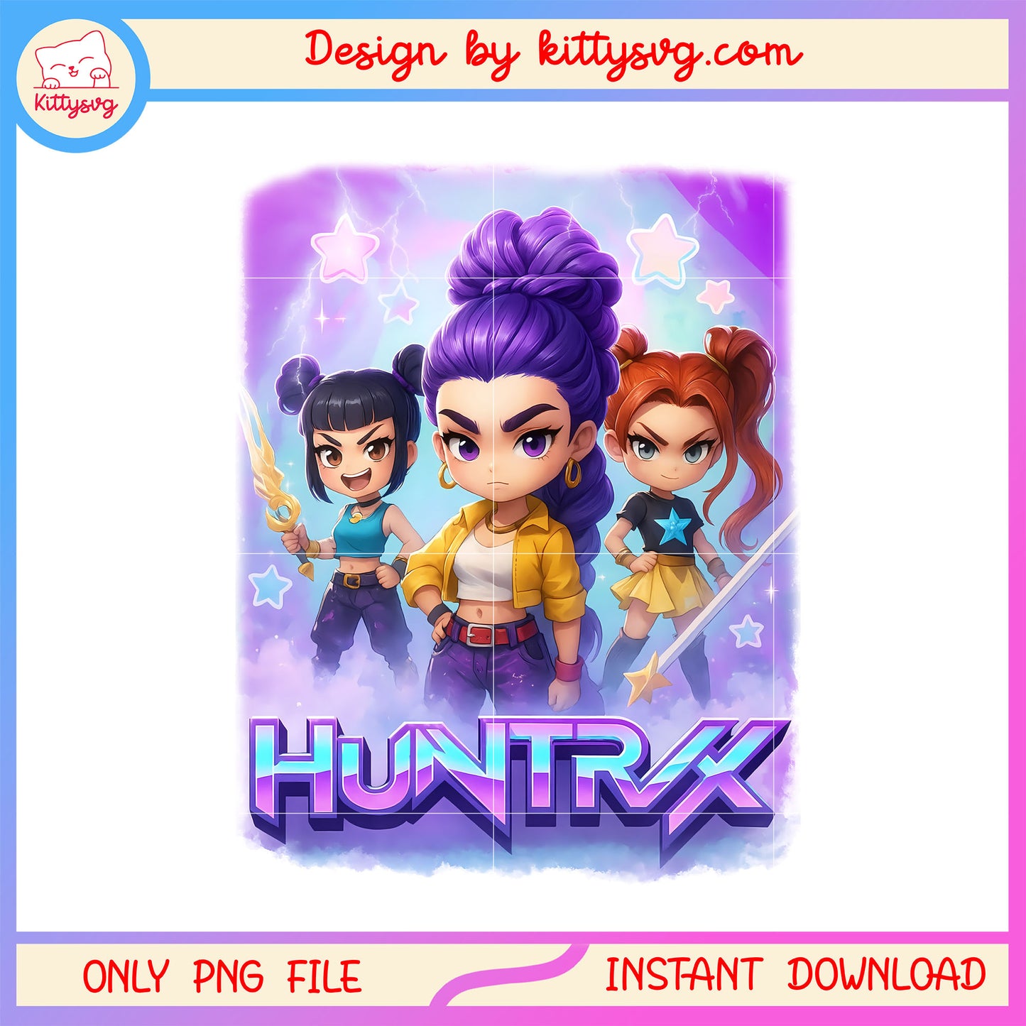 Huntrix rumi and friends chibi design png, huntrix movie png