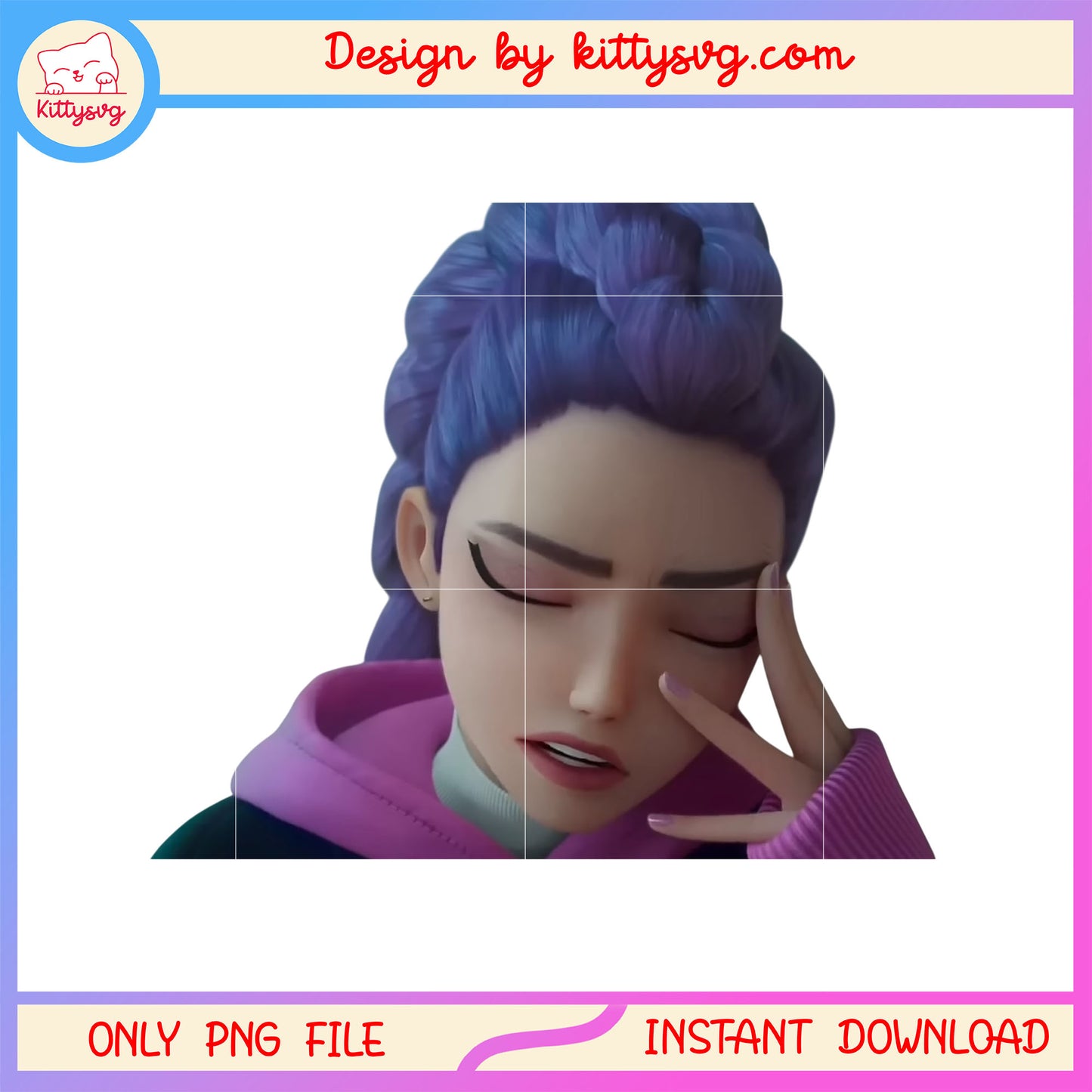 Huntrix rumi member face design png, the huntrix band png