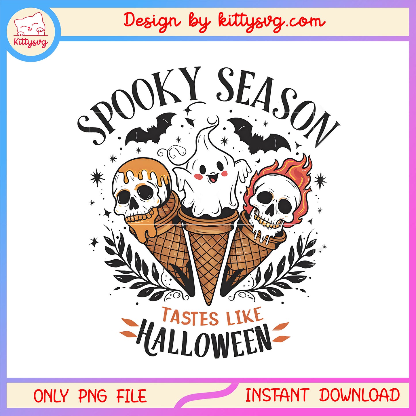 Ice cream cones spooky season tastes like halloween png, spooky season png