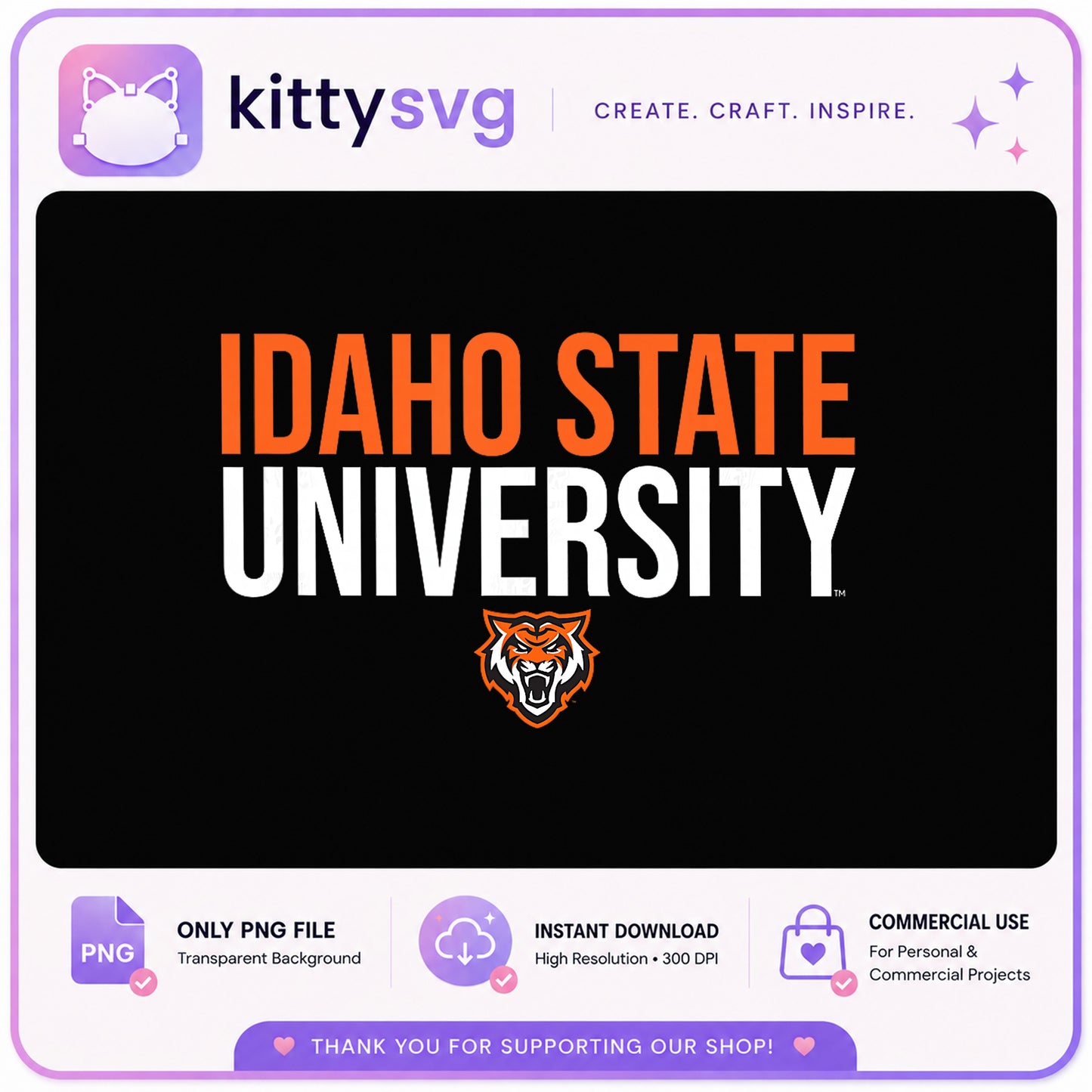 Idaho State University PNG, ISU Bengals Logo, College Spirit PNG
