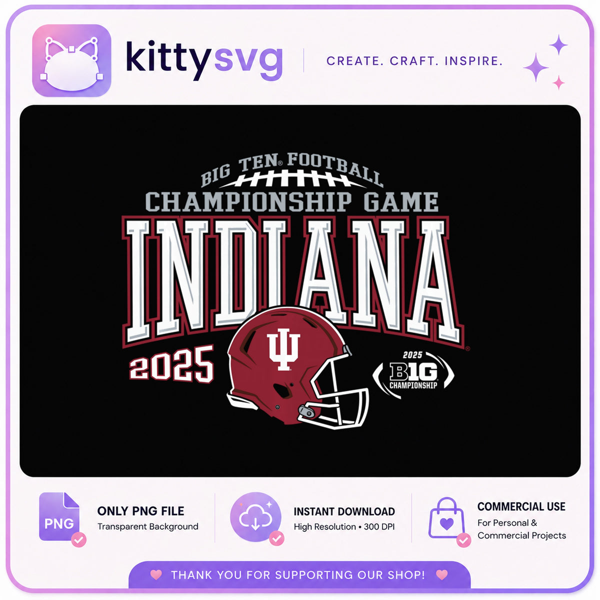 Indiana Hoosiers Big Ten Championship 2025 PNG, Football PNG