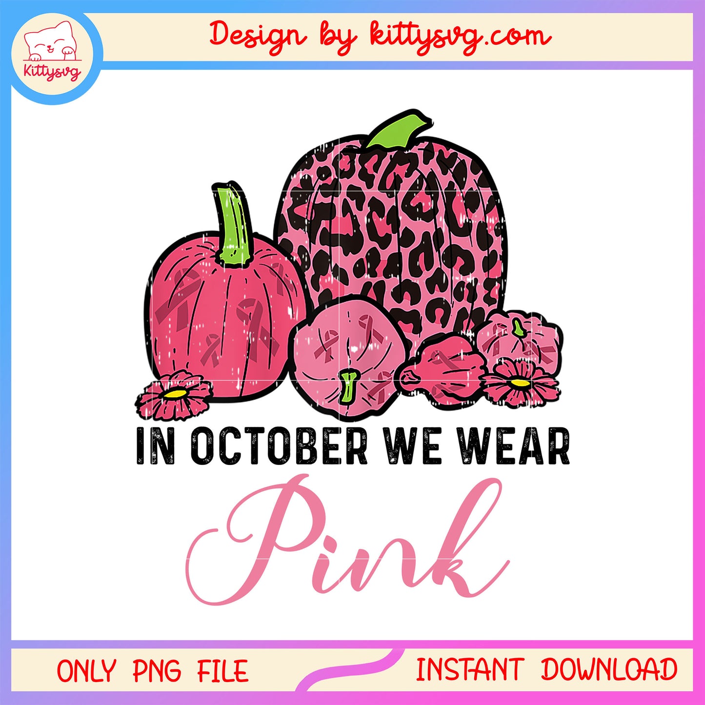 In october we wear pink scary pumpkin design, pumpkin halloween png