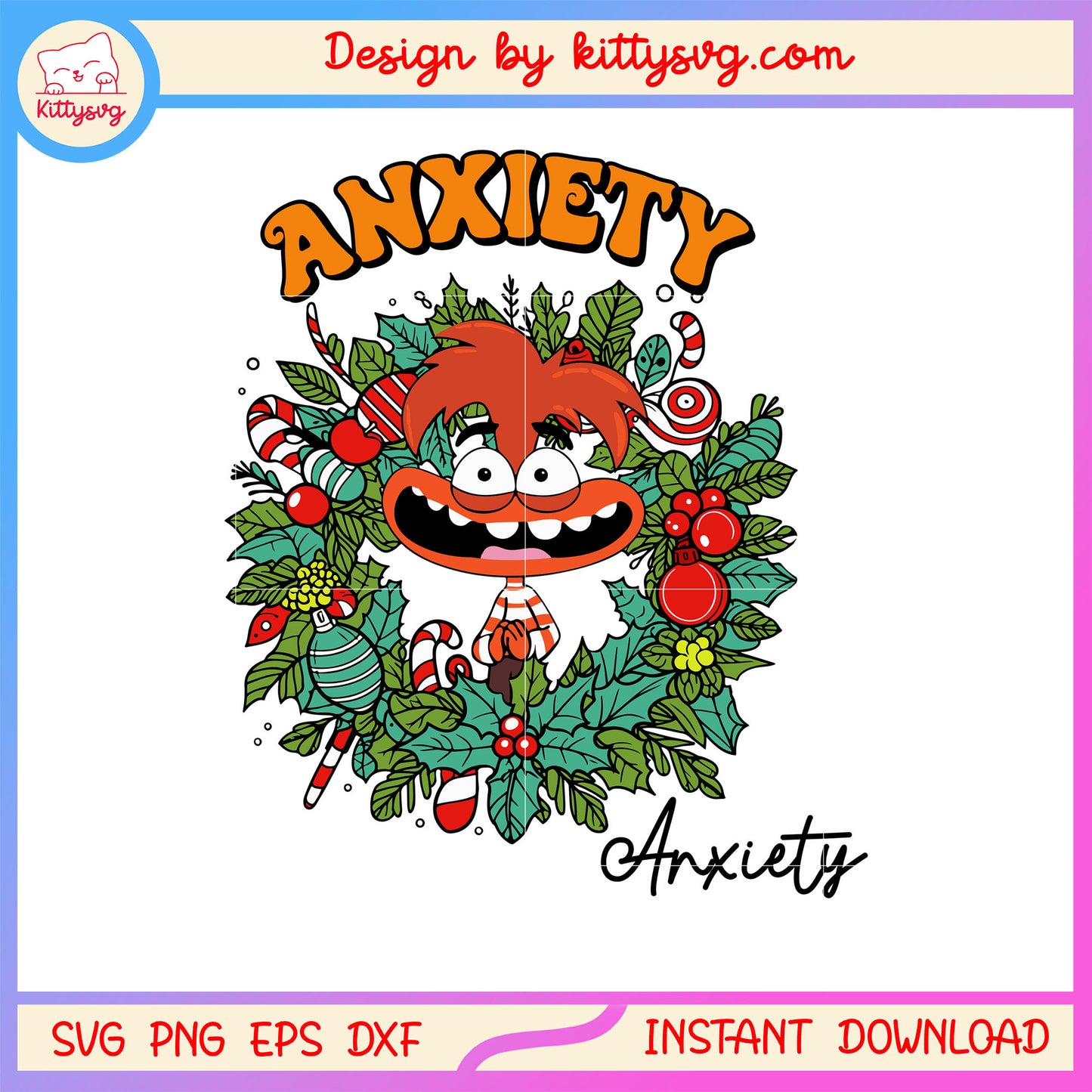 Inside out anxiety christmas flower wreath svg, inside out anxiety svg