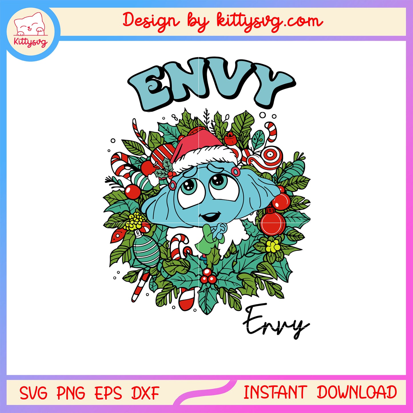 Inside out envy christmas flower wreath svg, inside out envy svg