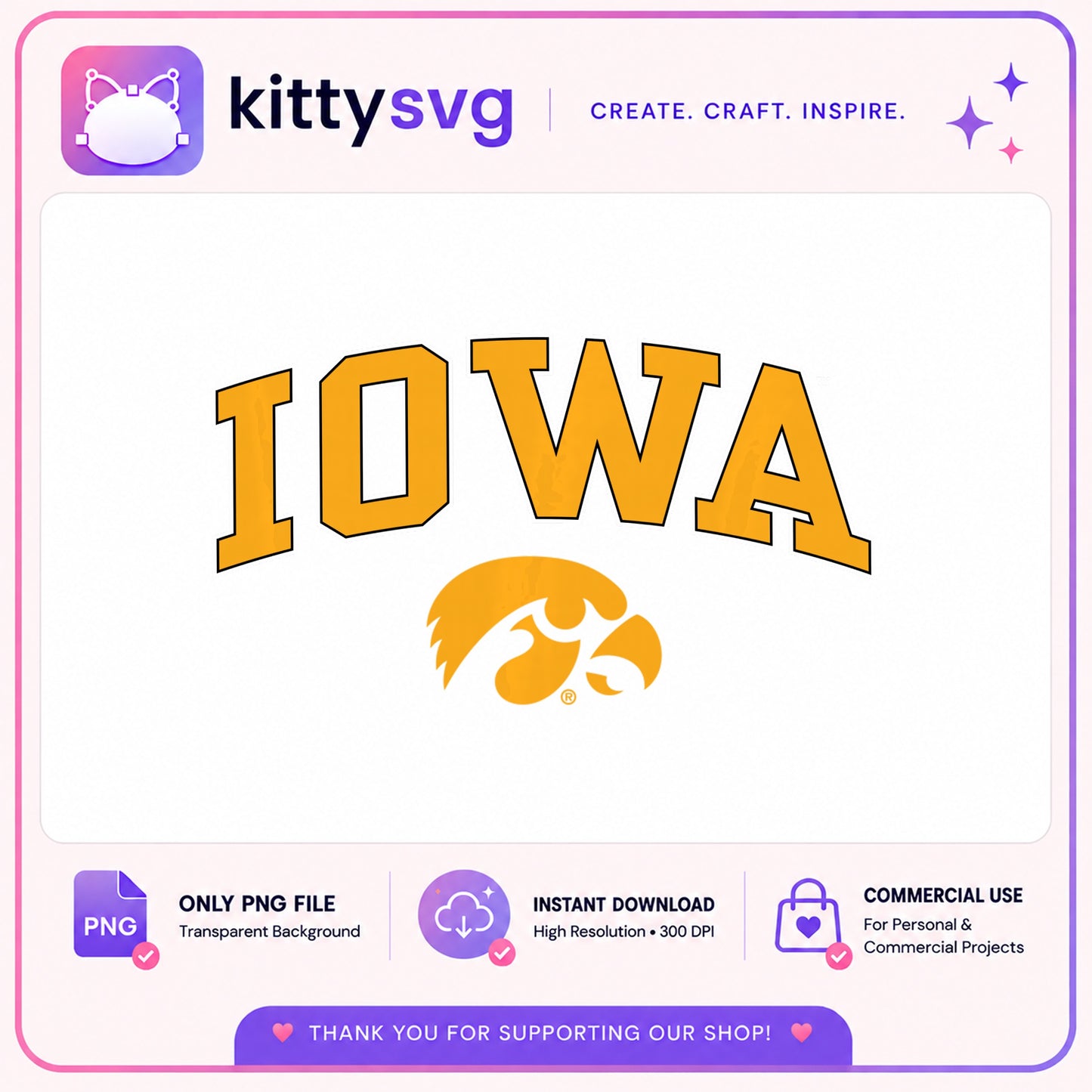 Iowa Hawkeyes PNG, University Of Iowa Logo, College PNG