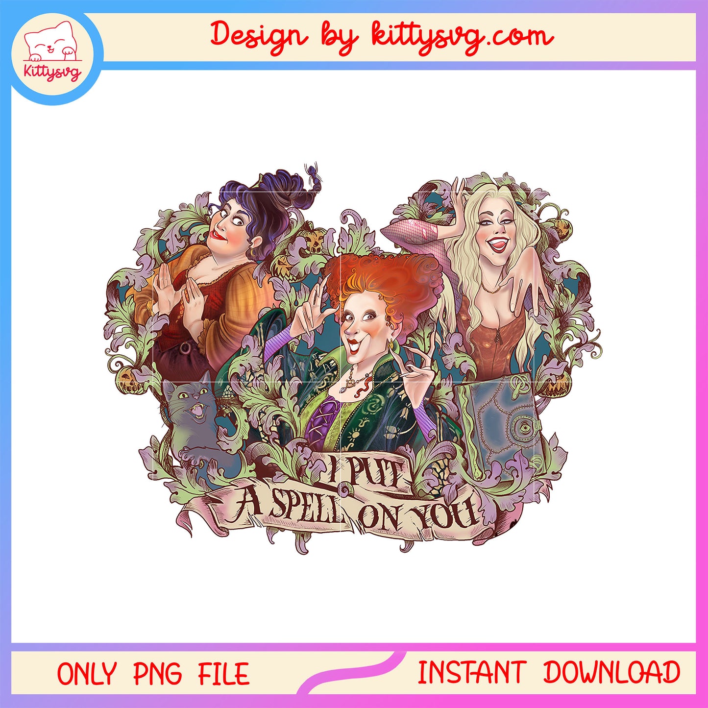 I put a spell on you sticker design png, hocus pocus happy halloween png