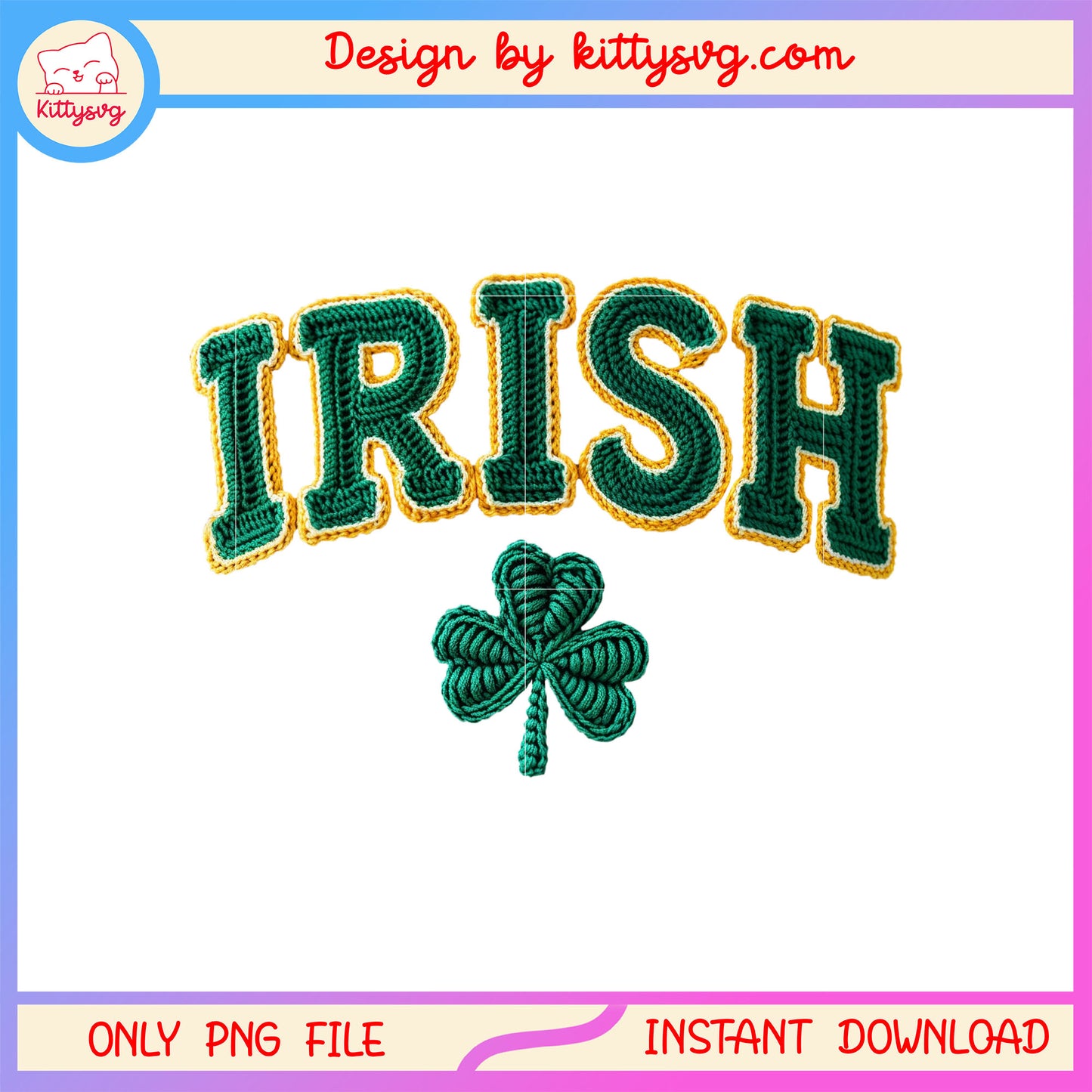 Irish and clover wool png, happy st patrick's day irish png