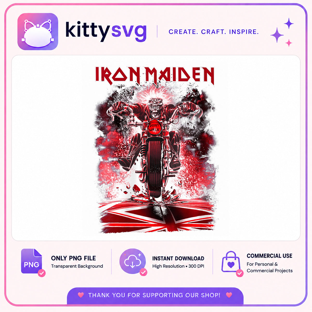 Iron Maiden Eddie Motorcycle PNG, Rock Band PNG, Metal PNG