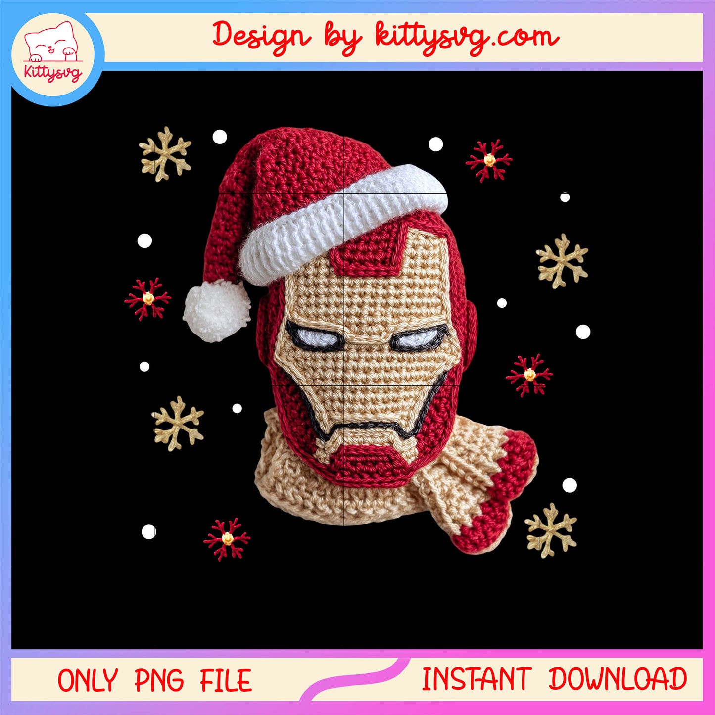 Iron man face christmas patchwork png, marvel iron man png