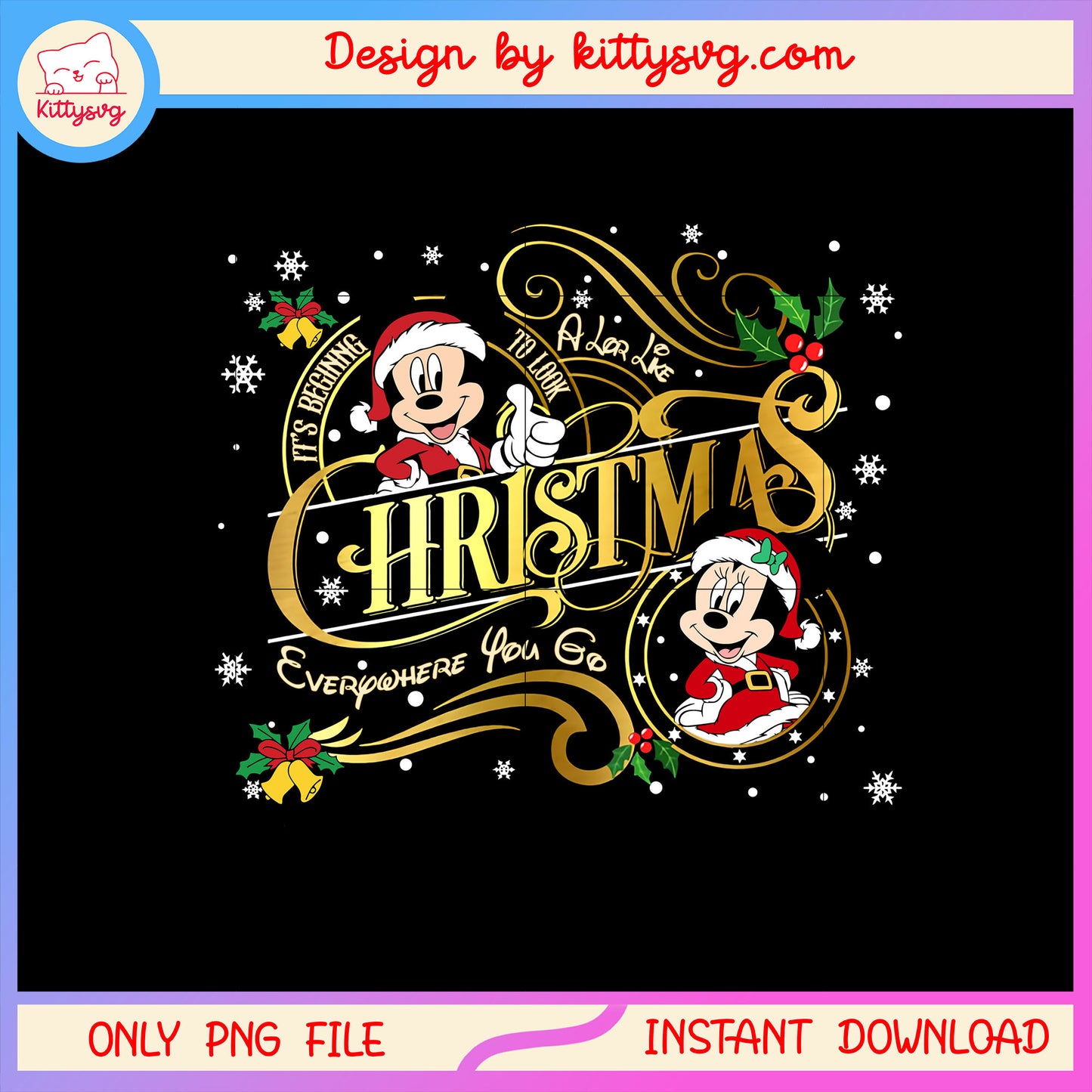 It's begining to look christmas minnie mickey png, disney characters png