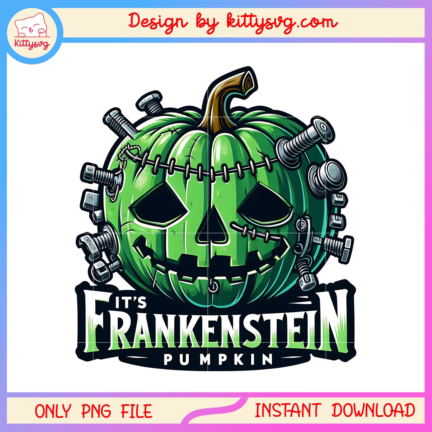 It's frankenstein pumpkin halloween design png, halloween decor png
