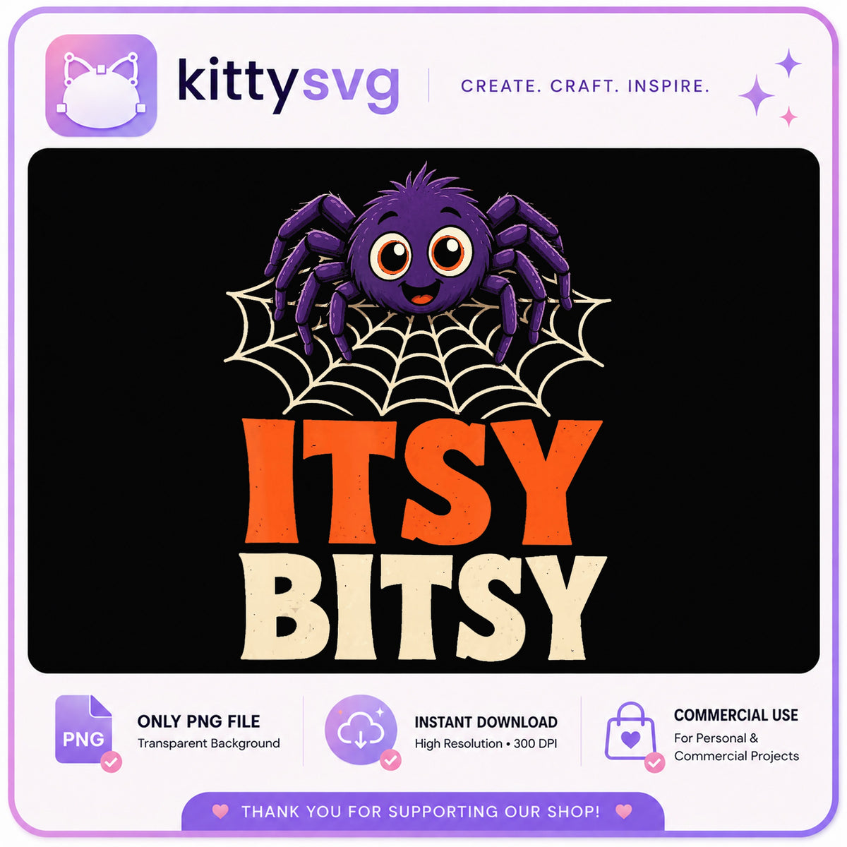 Itsy Bitsy Spider PNG, Cute Halloween Spider, Halloween PNG