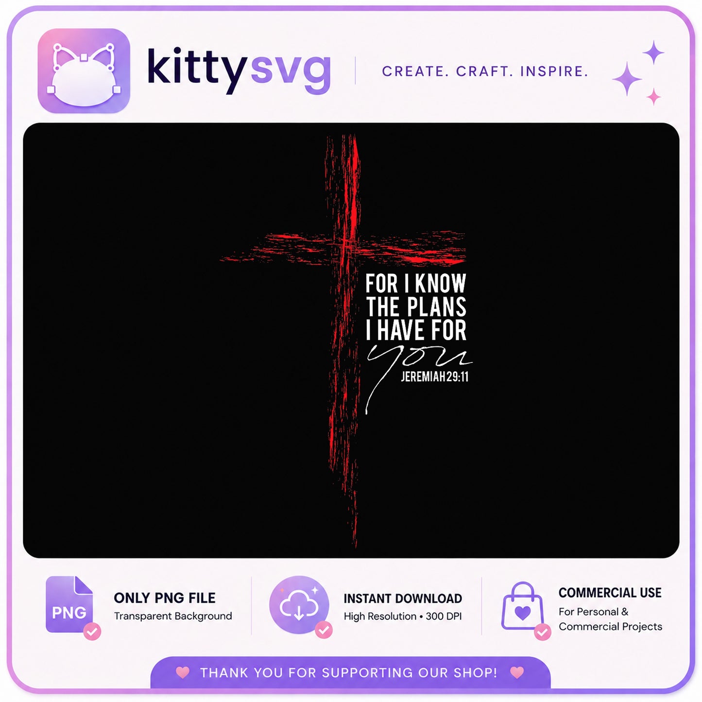 Jeremiah 29:11 Cross PNG, Christian Bible Verse PNG, Faith PNG