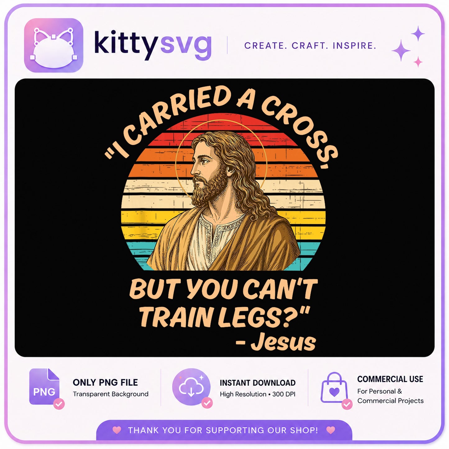 Jesus Gym Funny Quote PNG, Retro Workout Christian PNG, Leg Day PNG