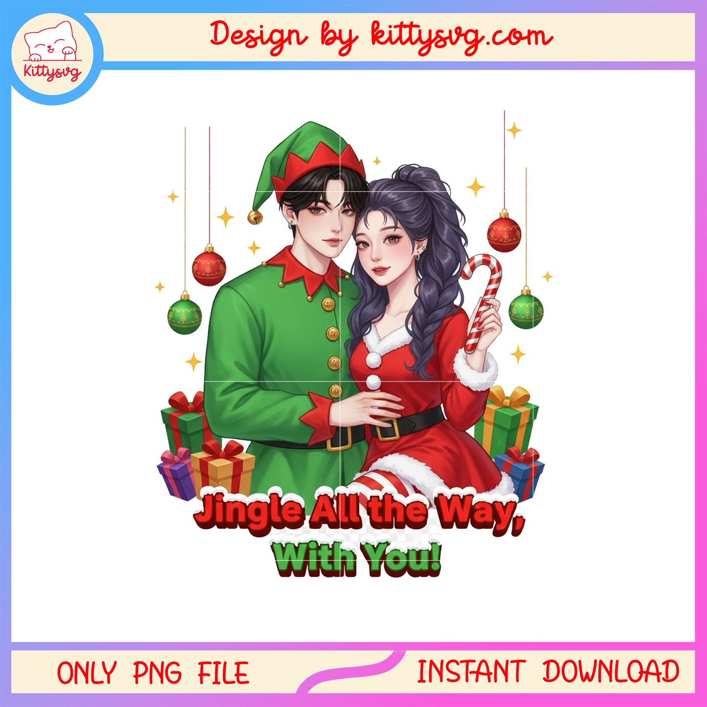 Jingle all the way with you jinu rumi kpop couple png, rumi jinu png