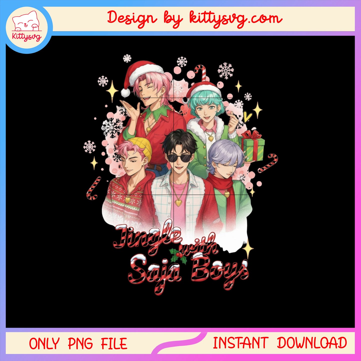 Jingle with saja boys kpop group png, kpop boy band png