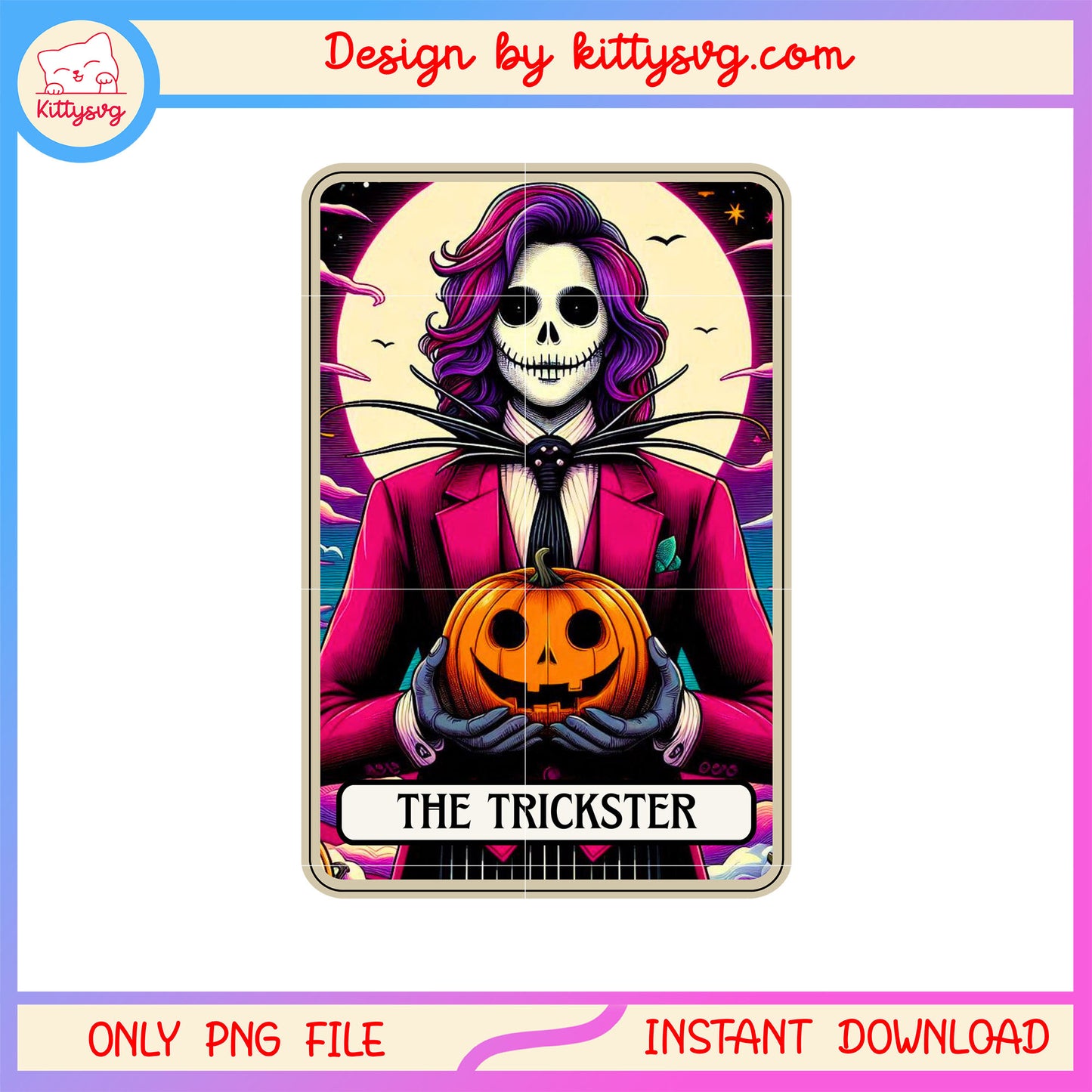 Jocker and halloween pumpkin the trickster png, tarot card png