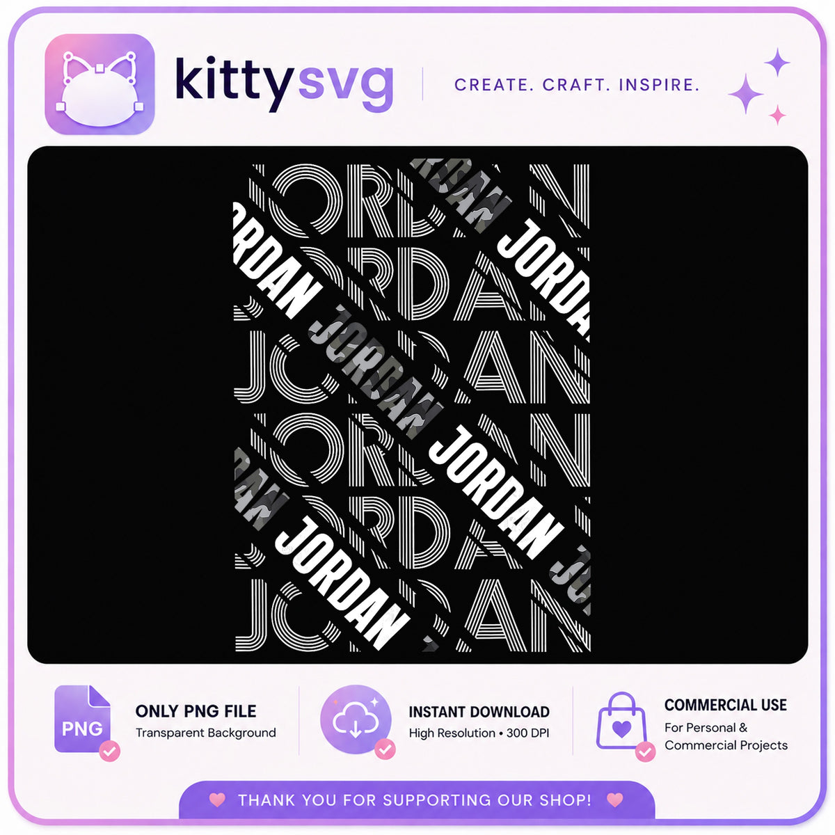 Jordan Name Pattern PNG, Retro Text Design PNG, Tumbler Wrap PNG