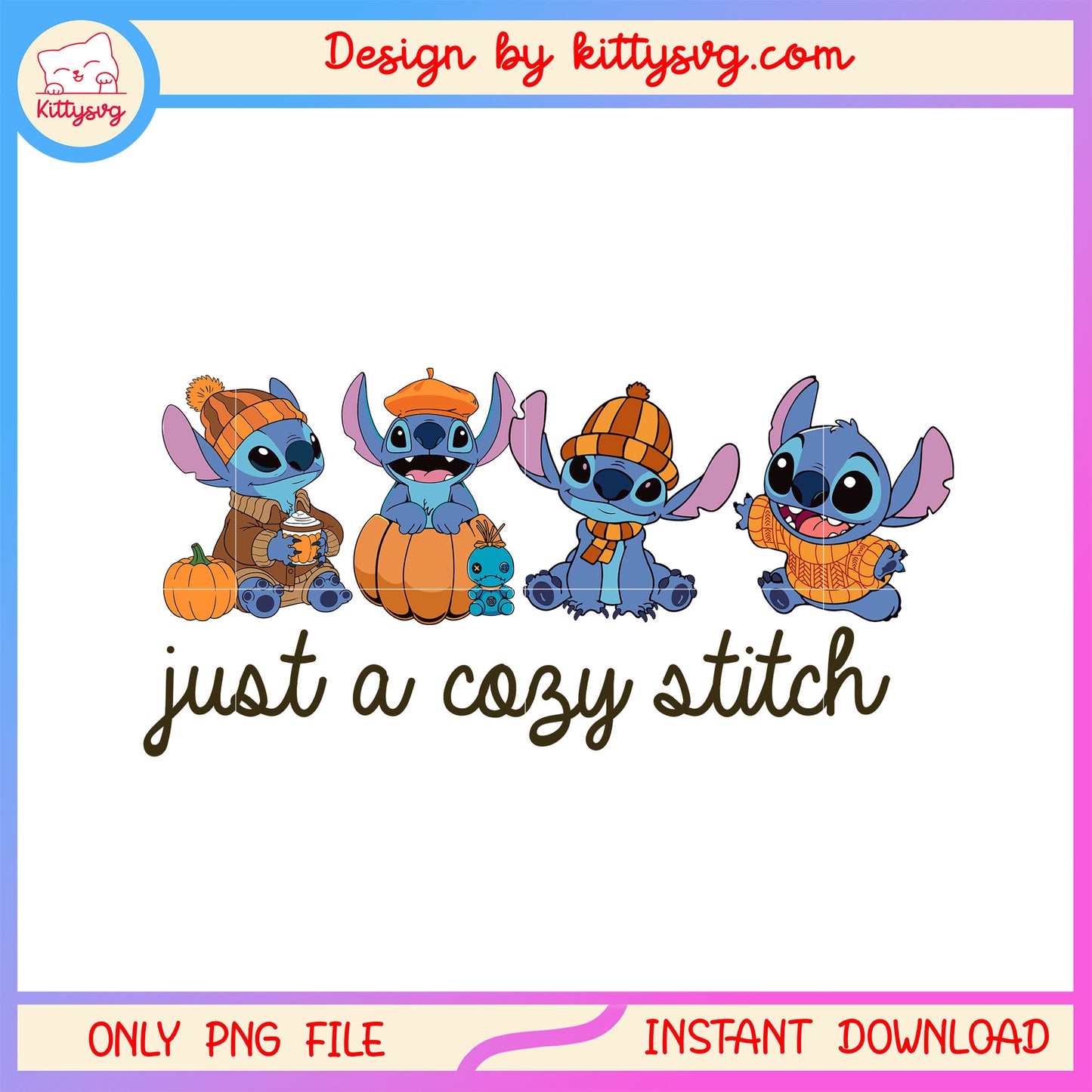 Just a cozy stitch png, autumn falls png, stitch characters png