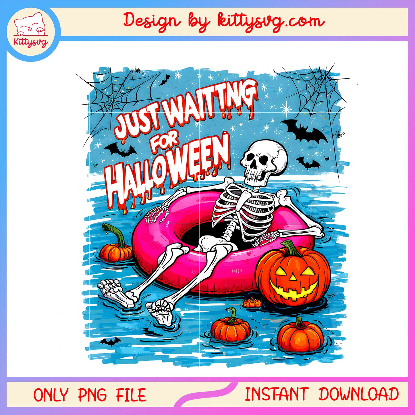 Just waiting for halloween summer vibes png, human skeleton png, summer png