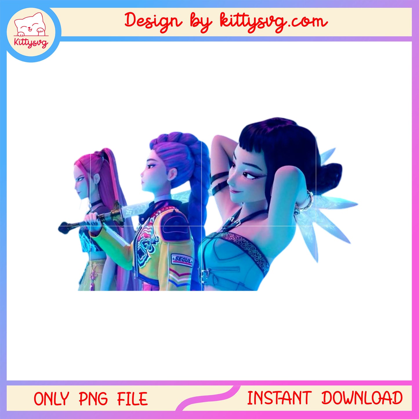 K-pop demon hunters banner png, the huntrix kpop band png