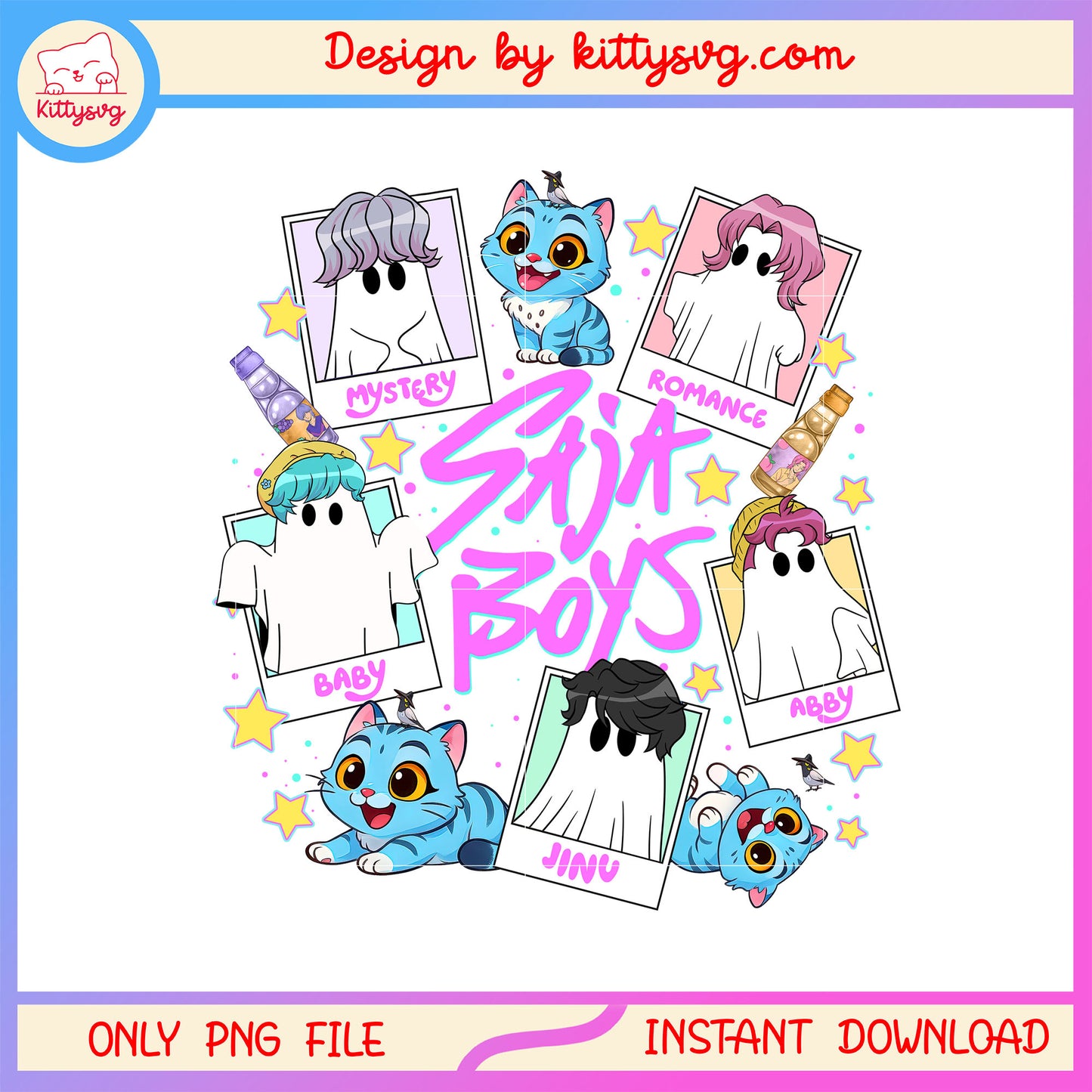 K-pop saja boys team ghost card picture png, kpop demon hunters saja boys names png