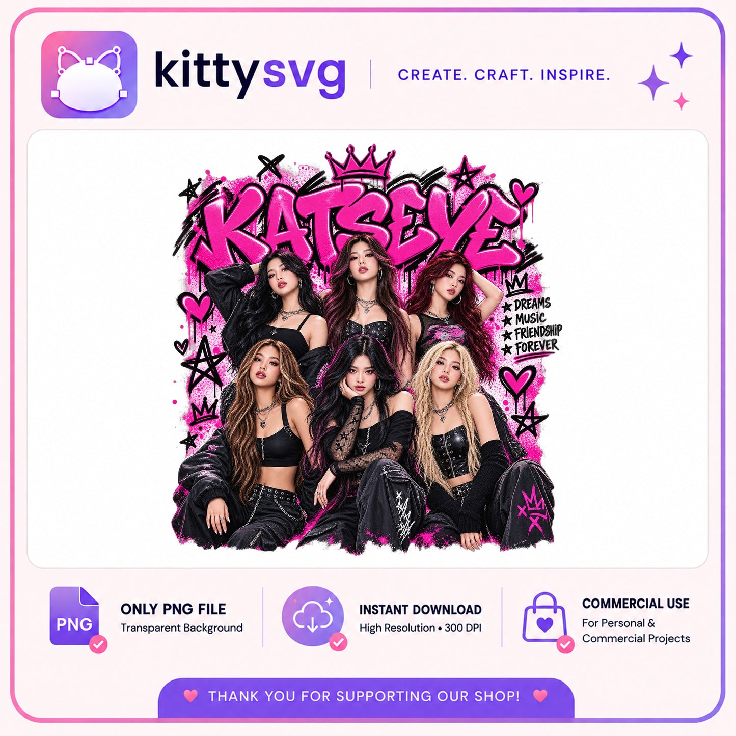 Katseye Kpop Girl Group PNG, Kpop Bootleg PNG, Fan Art PNG