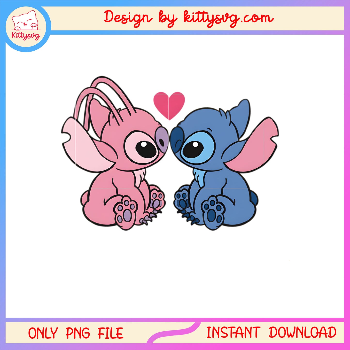 Kiss stitch copule valentine png, stitch valentines day png