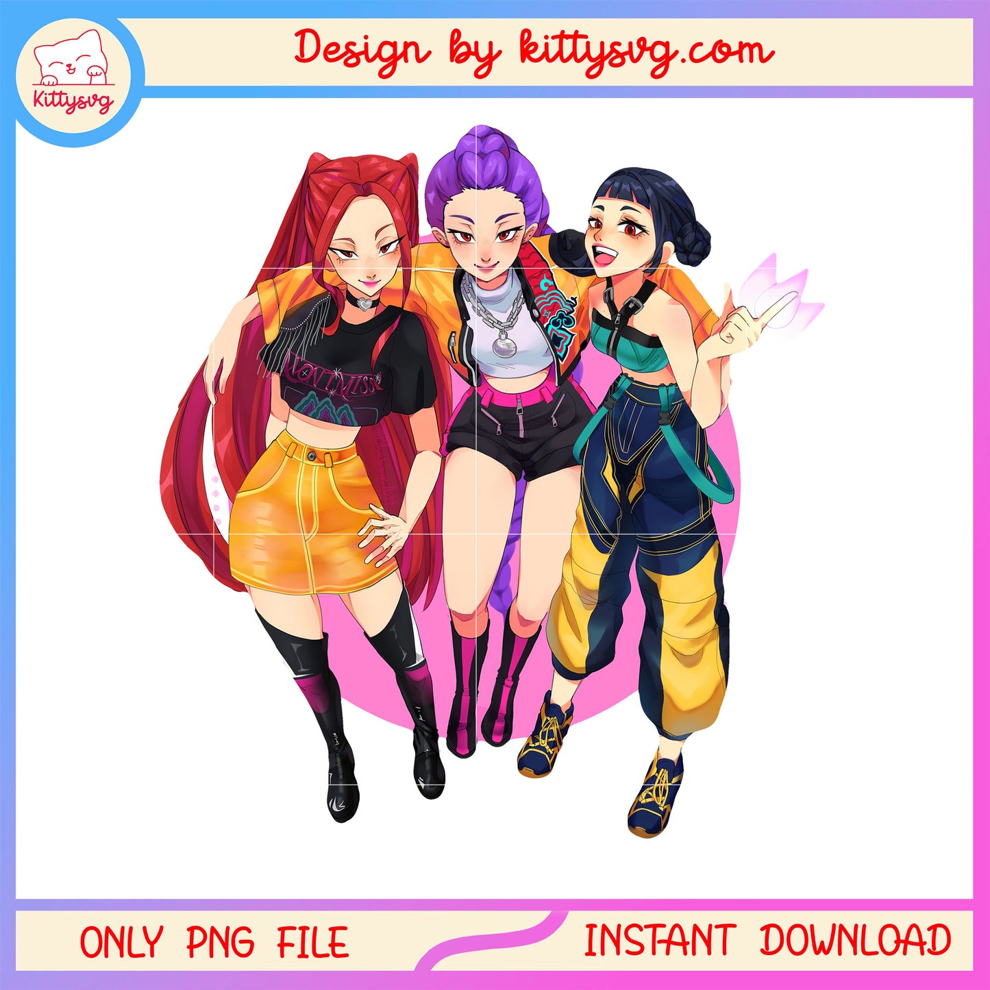 Kpop demon hunter huntrix girl band png, huntrix girl band png